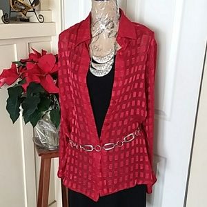 NWOT RED NYLON BLOUSE
